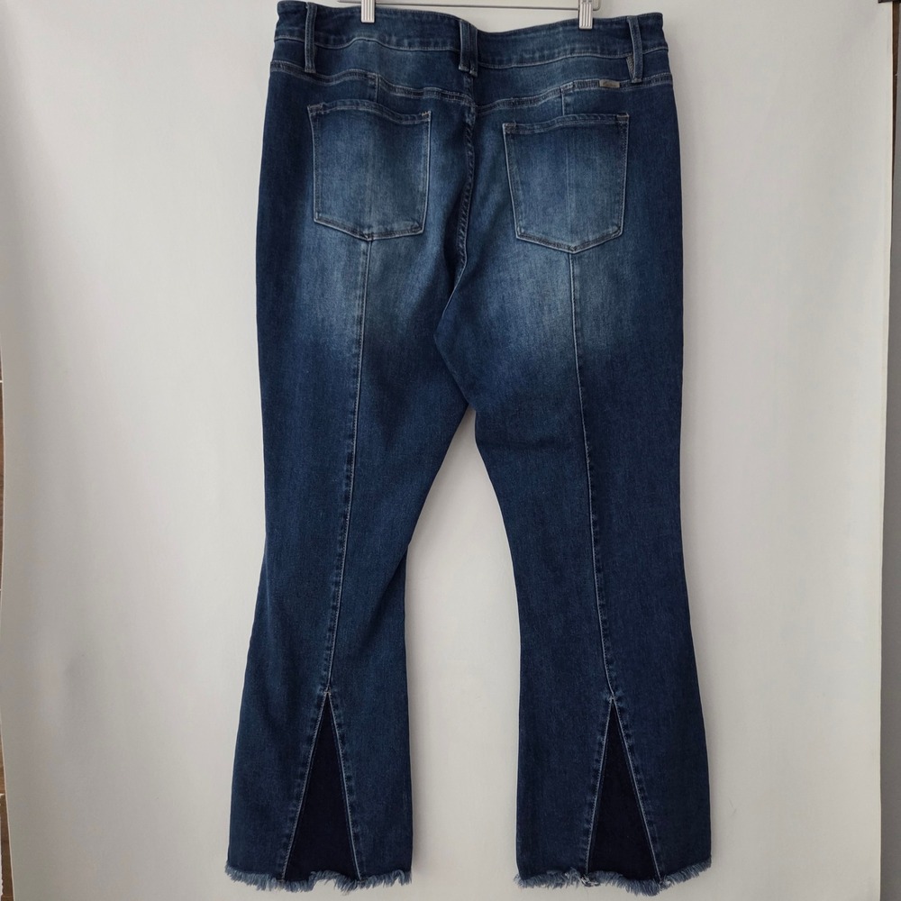 KanCan Jeans Blue Flare High Rise Frayed Split Hem Womens 22 - Picture 2 of 9